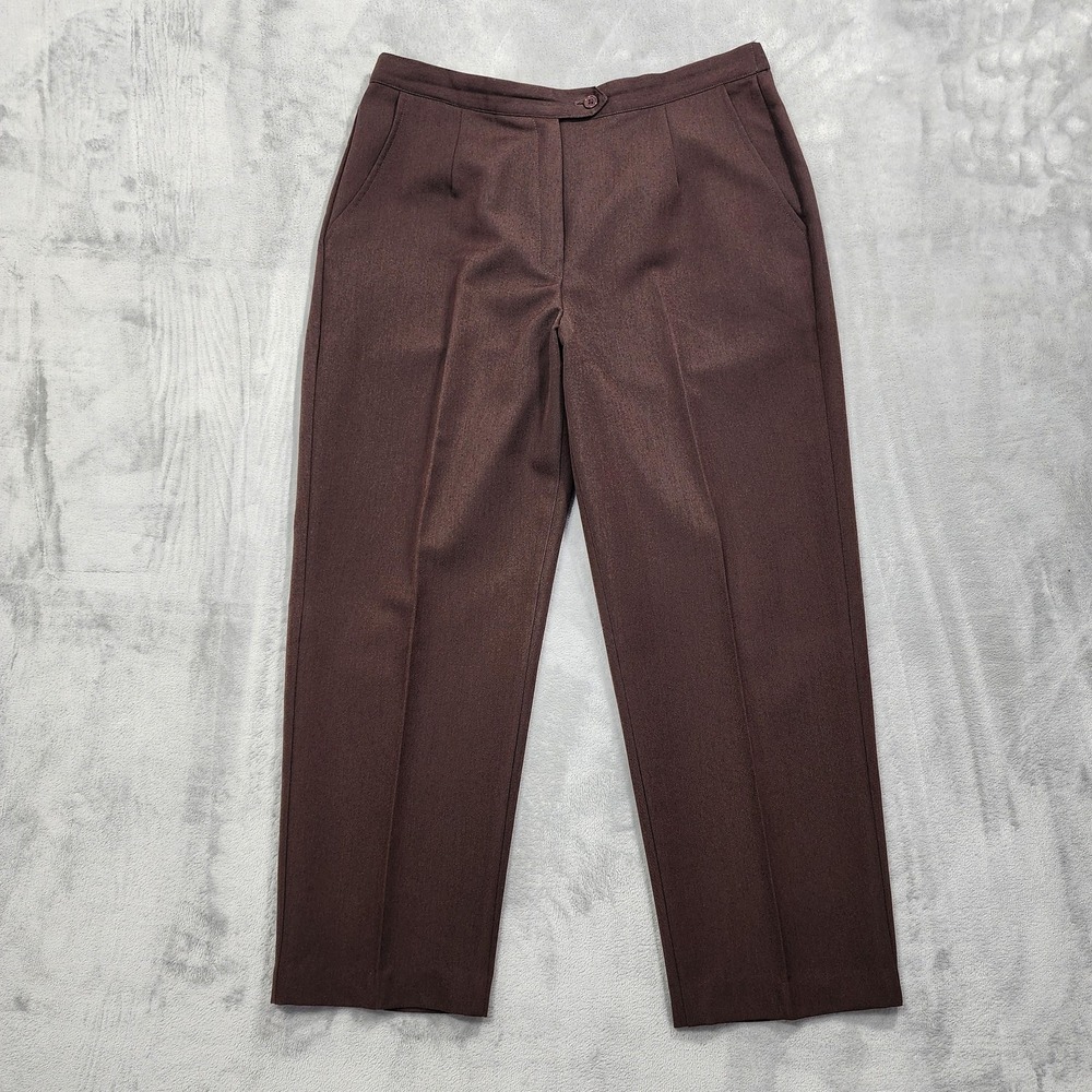 Vintage Koret Pants Womens 14 SHORT Brown High Rise Tapered Ankle Pleated Wool